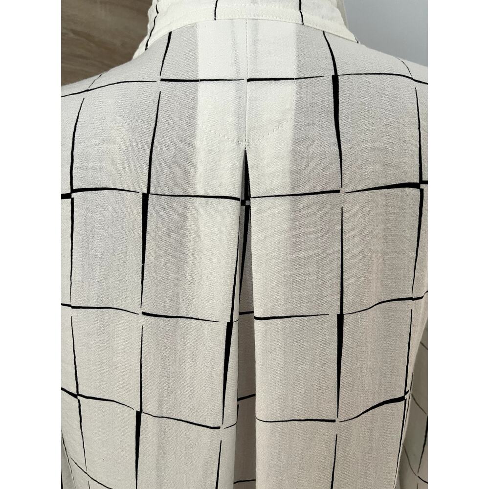 John Mark Wms Sz S Grid A-Line Tunic Top White Lagenlook Casual Breezy Relaxed - Picture 12 of 16